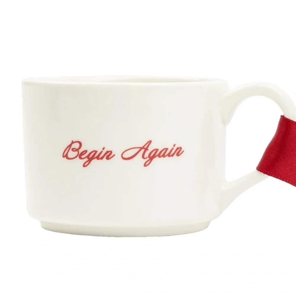 Taylor Swift Christmas Tree Ornament Begin Again Teacup Red Tea Cup Mug Swiftmas - Picture 3 of 7